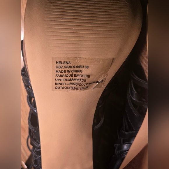 Justfab Helena Black faux leather gladiator platform Heels Sandals Womens 7.5 - Picture 11 of 12